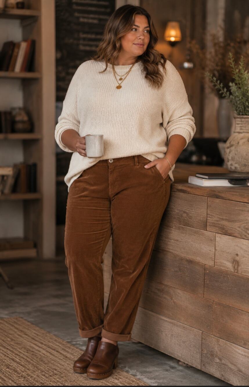 J Jill Chocolate Brown Corduroy Pants  Sz 18 Cuffed Hem 5 Pocket Pull-On